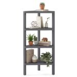 4 aukštų kampinė atvira lentyna (Pilka)