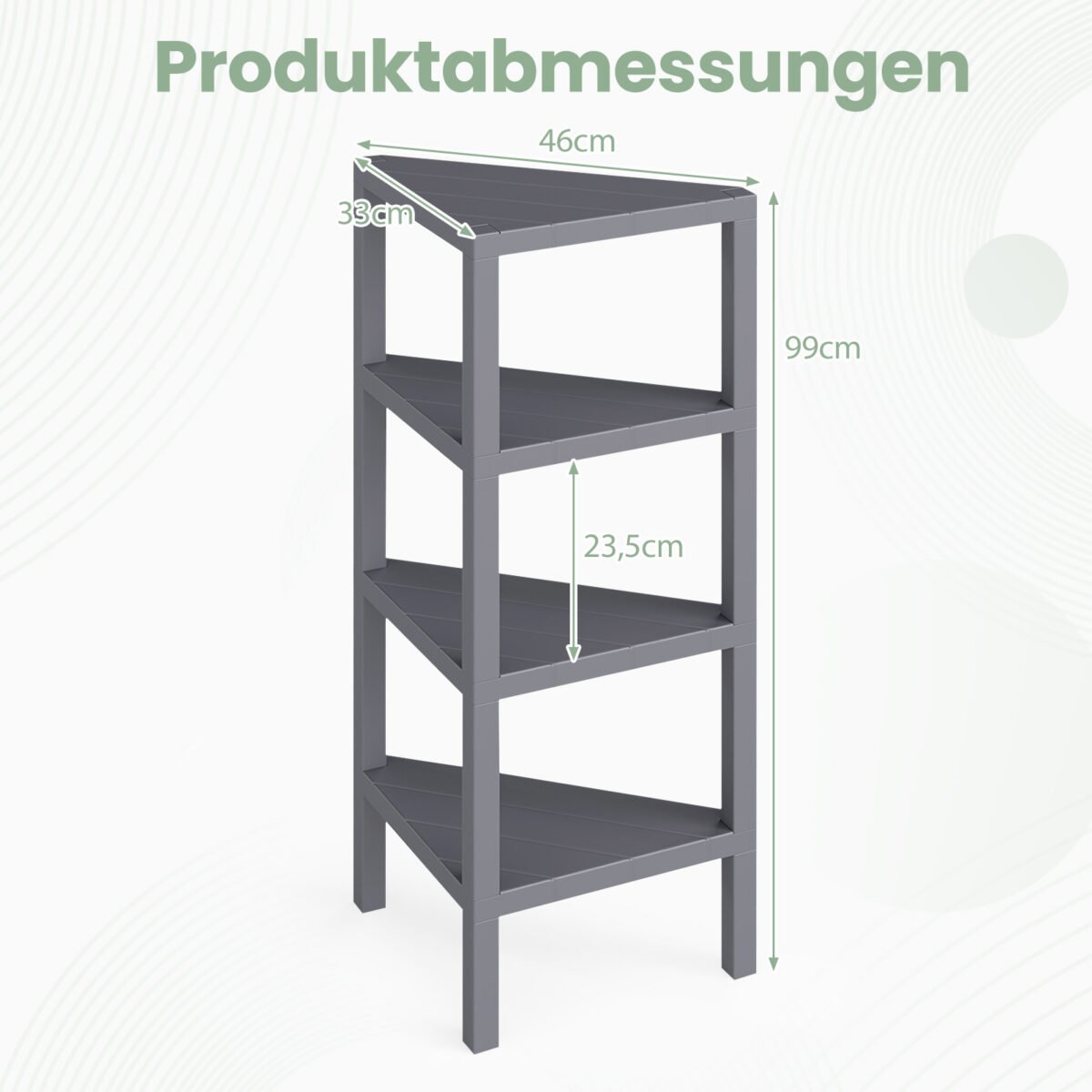 4 aukštų kampinė atvira lentyna (Pilka) – Paveikslėlis 3