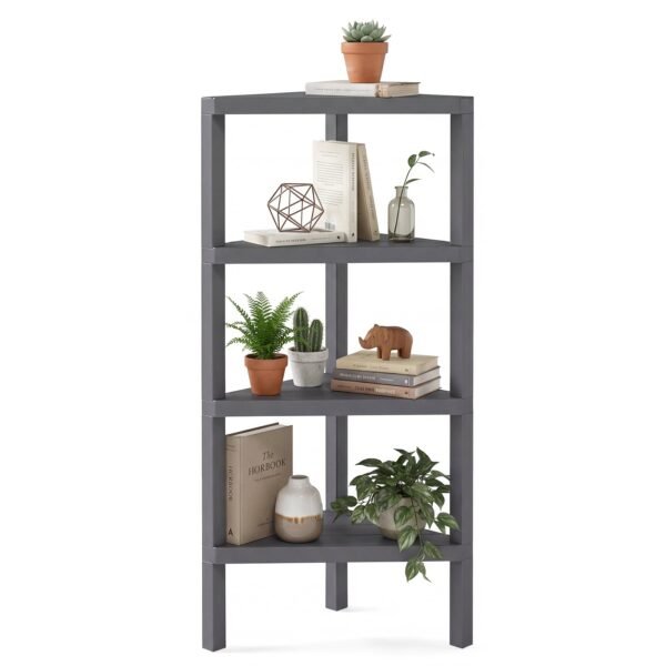 4 aukštų kampinė atvira lentyna (Pilka)