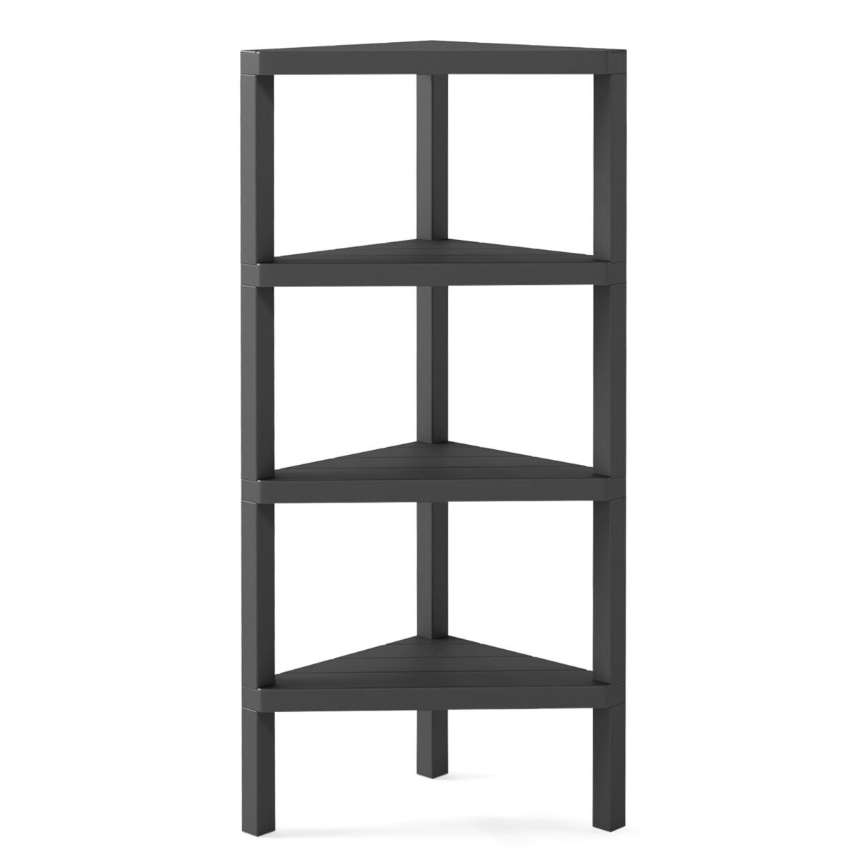 4 aukštų kampinė lentyna su atviromis grotuotomis lentynomis (Juoda) – Paveikslėlis 2