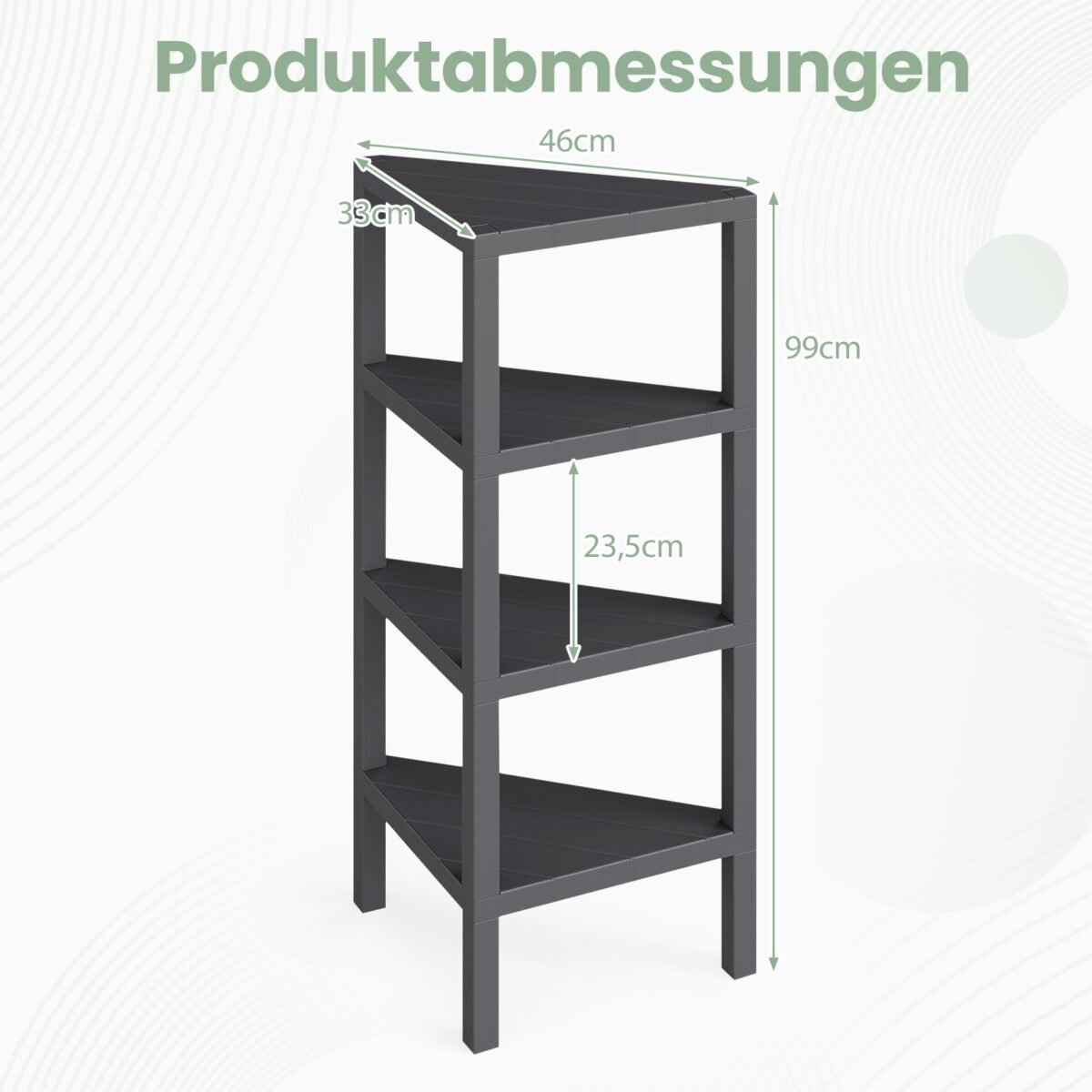 4 aukštų kampinė lentyna su atviromis grotuotomis lentynomis (Juoda) – Paveikslėlis 3