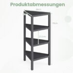 4 aukštų kampinė lentyna su atviromis grotuotomis lentynomis (Juoda) – Paveikslėlis 3