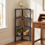 4 aukštų kampinė lentyna su atviromis grotuotomis lentynomis (Juoda) – Paveikslėlis 4