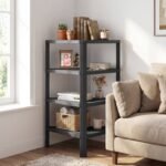 4 aukštų kampinė lentyna su atviromis grotuotomis lentynomis (Juoda) – Paveikslėlis 5