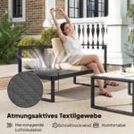 4 dalių L formos lauko baldų komplektas su storomis pagalvėlėmis ir kavos staliuku