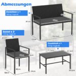 4 dalių PE ratano lauko baldų komplektas (Pilka) – Paveikslėlis 2