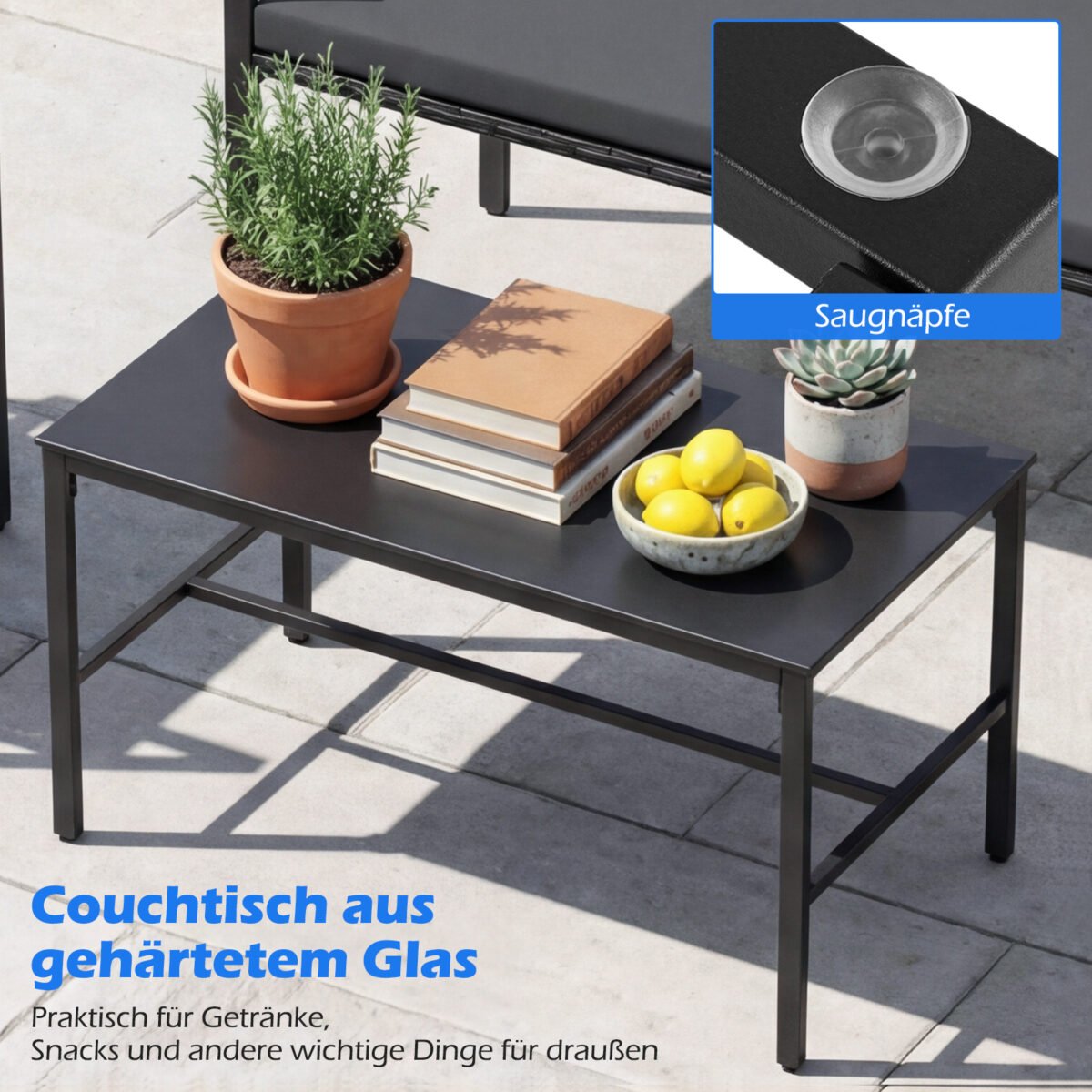 4 dalių PE ratano lauko baldų komplektas (Pilka) – Paveikslėlis 4