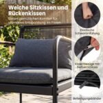 4 dalių sodo baldų komplektas iš PE ratano su kavos staliuku (Pilka) – Paveikslėlis 4