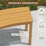 4 dalių akacijos medienos lenktų sodo sėdynių komplektas be atlošo (Natūrali) – Paveikslėlis 3