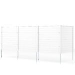 4 dalių dekoratyvinė privatumo tvora su cinkuotais metalo kuoleliais (Balta)