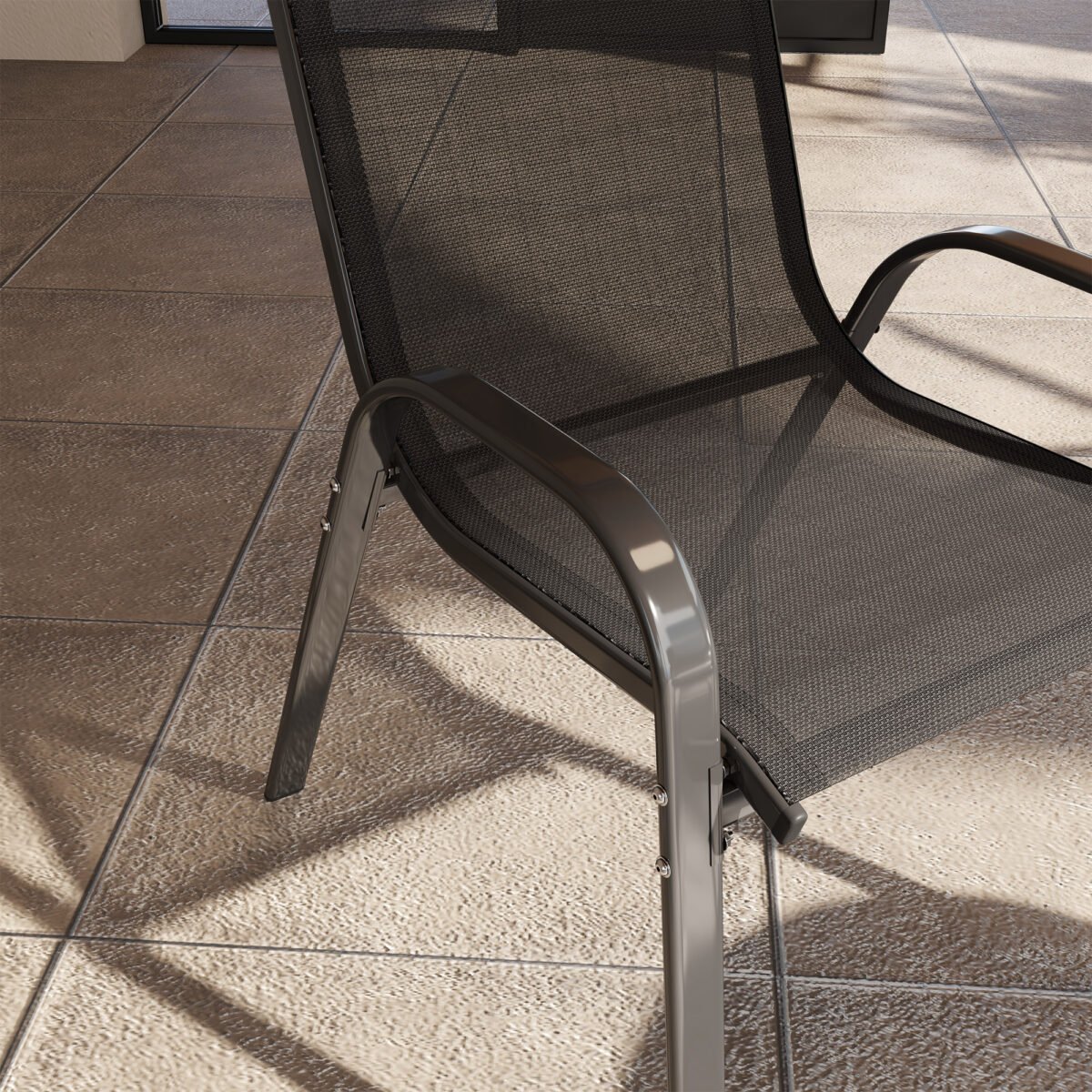 4 dalių komplektas: Plieninės sudedamos lauko kėdės su porankiais – Paveikslėlis 8