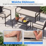 4 dalių lauko baldų komplektas: ratano krėslai dvivietė sofa ir staliukas su grūdinto stiklo stalviršiu (Smėlio) – Paveikslėlis 4