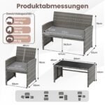4 dalių lauko baldų komplektas su dviviete sofa ir kavos staliuku (Pilka)