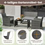 4 dalių lauko baldų komplektas su dviviete sofa ir kavos staliuku (Pilka)