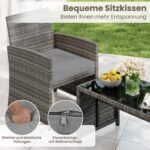 4 dalių lauko baldų komplektas su dviviete sofa ir kavos staliuku (Pilka)