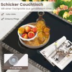 4 dalių pintų lauko baldų komplektas su dvisėde sofa 2 krėslais ir staliuku (Smėlio)