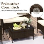 4 dalių rataninis sodo baldų komplektas su dviviete sofa krėslais ir stiklinio paviršiaus staliuku (Ruda) – Paveikslėlis 3