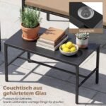 4 dalių ratano lauko baldų komplektas su stalu (Ruda) – Paveikslėlis 5