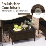 4 dalių ratano sodo baldų komplektas su stiklo stalviršiu (Juoda) – Paveikslėlis 3