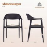 4 dalių rinkinys valgomojo kėdės su porankiais atsparios orams sukraunamos (Juoda) – Paveikslėlis 2