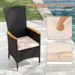 4 dalių rotango sodo kėdžių komplektas su sėdynės pagalvėlėmis ir aukštu atlošu (Smėlio) – Paveikslėlis 4