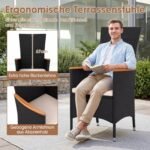 4 dalių rotango sodo kėdžių komplektas su sėdynės pagalvėlėmis ir aukštu atlošu (Smėlio) – Paveikslėlis 5