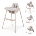 Konvertuojama vaikiška kėdutė kūdikiams su dvigubu padėklu 4-in-1 (Chaki) – Paveikslėlis 2