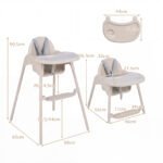 Konvertuojama vaikiška kėdutė kūdikiams su dvigubu padėklu 4-in-1 (Chaki) – Paveikslėlis 3