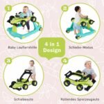 Kūdikio vaikštynė-stumdukas su reguliuojamu aukščiu 4-in-1 (Žalia) – Paveikslėlis 2
