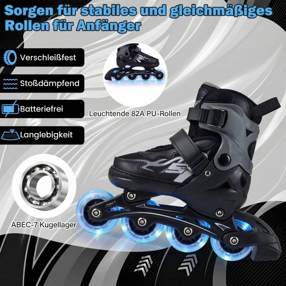 4 padėčių reguliuojami vaikiški riedučiai su šviečiančiais ratukais (EU): 30-33 (Pilka) – Paveikslėlis 4