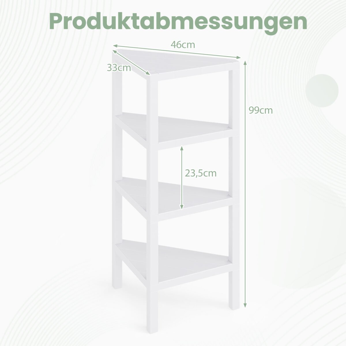 4 pakopų kampinė lentyna su atviromis grotelinėmis lentynomis (Balta) – Paveikslėlis 3