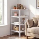 4 pakopų kampinė lentyna su atviromis grotelinėmis lentynomis (Balta) – Paveikslėlis 4