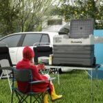 56 l nešiojamas kompresorinis šaldytuvas nuo -20 ℃ iki 20 ℃ su ratukais