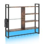 Pakabinama sieninė lentyna su išmaniuoju RGB-LED apšvietimu (Kaimiška ruda) – Paveikslėlis 2