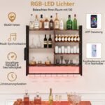 Pakabinama sieninė lentyna su išmaniuoju RGB-LED apšvietimu (Kaimiška ruda) – Paveikslėlis 4