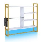 6 aukštų kabinama sieninė lentyna su RGB-LED apšvietimu (Balta)