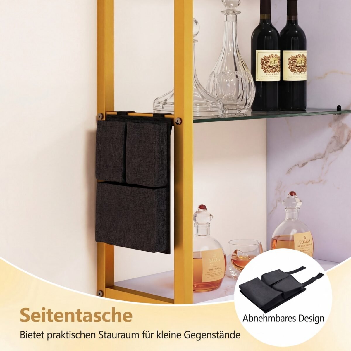 6 aukštų kabinama sieninė lentyna su RGB-LED apšvietimu (Balta) – Paveikslėlis 3