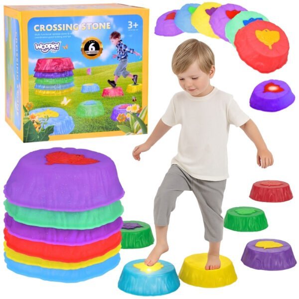 6 spalvotų šviečiančių balansavimo akmenų rinkinys