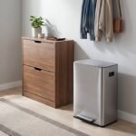 Nerūdijančio plieno šiukšliadėžė su pedalu ir dviem skyriais 60L (Sidabrinė) – Paveikslėlis 2