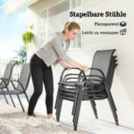 7 dalių lauko baldų komplektas: Stalas su 6 kvėpuojančiomis sukraunamomis kėdėmis