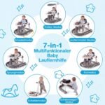 7-in-1 daugiafunkcė kūdikių vaikštynė su reguliuojamu aukščiu ir greičiu (Pilka) – Paveikslėlis 3