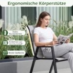 8 dalių sukraunamų sodo kėdžių komplektas su aukštu atlošu ir kvėpuojančiu Teslin audiniu (Pilka) – Paveikslėlis 3