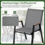 8 dalių sukraunamų sodo kėdžių komplektas su aukštu atlošu ir kvėpuojančiu Teslin audiniu (Pilka) – Paveikslėlis 4