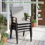 8 dalių sukraunamų sodo kėdžių komplektas su aukštu atlošu ir kvėpuojančiu Teslin audiniu (Pilka) – Paveikslėlis 5