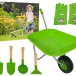 Metalinis vaikiškas karutis su sodo įrankiais