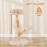 90 cm aukščio medinė kačių draskyklė su 3 pliušinėmis guoliavietėmis (Smėlio spalva) – Paveikslėlis 2