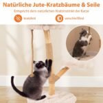 90 cm aukščio medinė kačių draskyklė su 3 pliušinėmis guoliavietėmis (Smėlio spalva) – Paveikslėlis 4