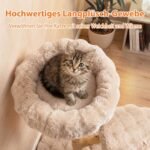 90 cm aukščio medinė kačių draskyklė su 3 pliušinėmis guoliavietėmis (Smėlio spalva) – Paveikslėlis 5