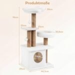 96 cm daugiaaukštė kačių draskyklė su urvu ir gėlės formos guoliu (Smėlio) – Paveikslėlis 2