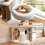 96 cm daugiaaukštė kačių draskyklė su urvu ir gėlės formos guoliu (Smėlio) – Paveikslėlis 4